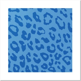 Leopard Print Pale Blues Posters and Art